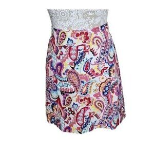 Talbots Mini Skirt Colorful Fun & Preppy Paisley Floral Lined Stretch Women's 10